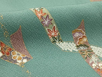 平和屋着物■上質な小紋 鬘帯花文 金彩 正絹 逸品 AABE6575sx
