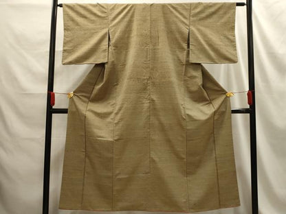平和屋着物■上質な紬　横段文　正絹　逸品　AABE6582sx