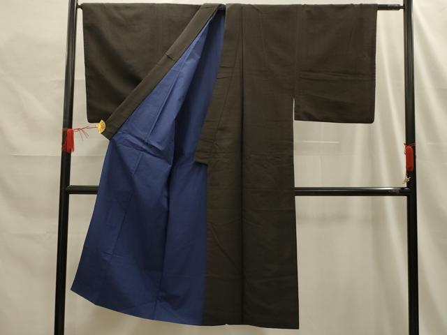 平和屋着物■男性　紬　アンサンブル　檳榔子染色　正絹　逸品　AABE6592sx
