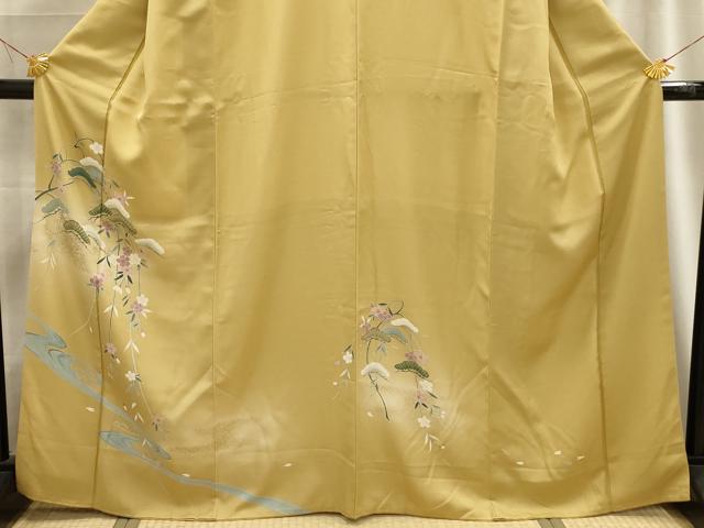 平和屋着物■訪問着 流水草花文 暈し染め 金彩 正絹 逸品 AABE6596sx