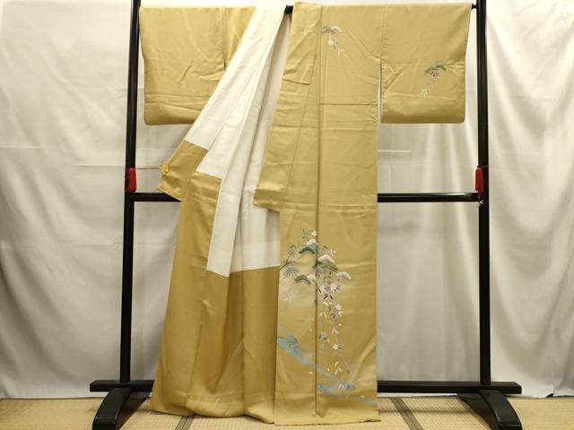平和屋着物■訪問着 流水草花文 暈し染め 金彩 正絹 逸品 AABE6596sx