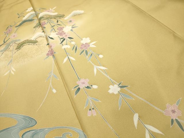 平和屋着物■訪問着 流水草花文 暈し染め 金彩 正絹 逸品 AABE6596sx