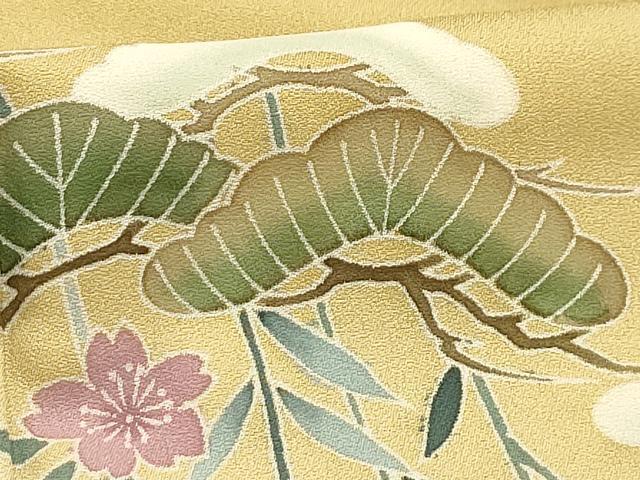 平和屋着物■訪問着 流水草花文 暈し染め 金彩 正絹 逸品 AABE6596sx