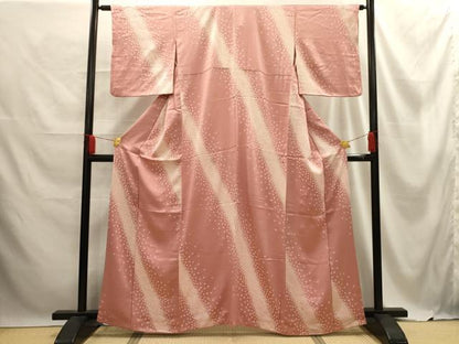 平和屋着物■上質な小紋 総絞り 斜縞 正絹 逸品 AABE6598sx