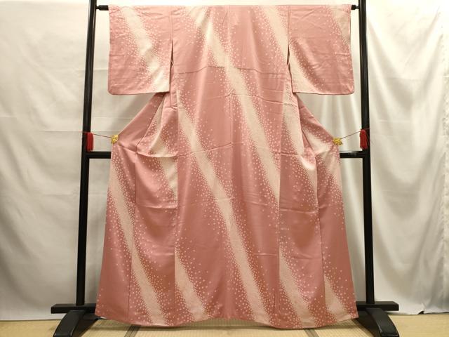 平和屋着物■上質な小紋 総絞り 斜縞 正絹 逸品 AABE6598sx