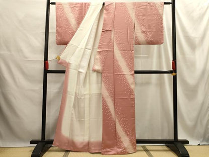 平和屋着物■上質な小紋 総絞り 斜縞 正絹 逸品 AABE6598sx