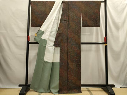 平和屋着物■上質な小紋 道長花文 鬼しぼ縮緬 正絹 逸品 AABE6603sx