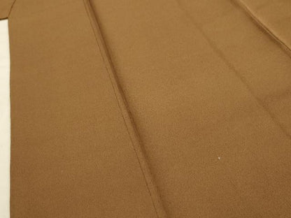 平和屋着物■上質な色無地 紋意匠 枯茶色 正絹 逸品 AABE6609sx