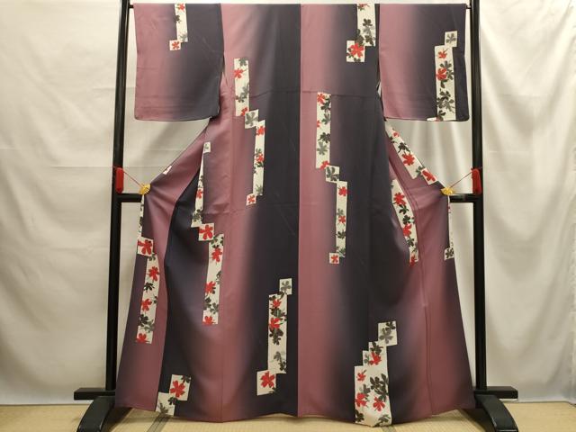 平和屋着物■上質な小紋　花短冊文　暈し染め　金彩　正絹　逸品　AABE6616sx