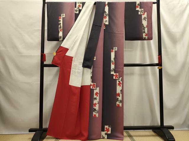 平和屋着物■上質な小紋　花短冊文　暈し染め　金彩　正絹　逸品　AABE6616sx
