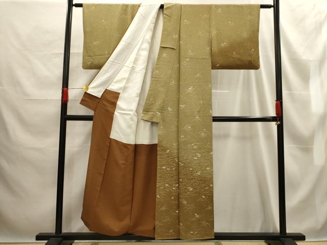 平和屋着物■訪問着　地紙重ね花文　暈し染め　正絹　逸品　AABE6620sx