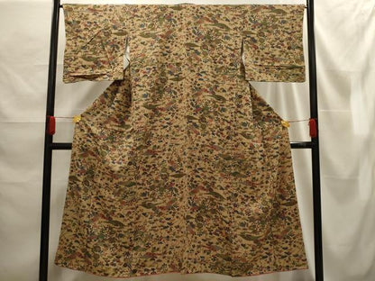 平和屋着物■上質な小紋　型染め　松竹梅　風景文　正絹　逸品　AABE6623sx