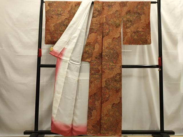平和屋着物■上質な小紋　道長扇面花文　正絹　逸品　AABE6629sx