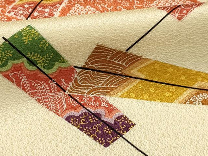 平和屋着物■上質な小紋　扇子文　金彩　正絹　逸品　AABE6630sx