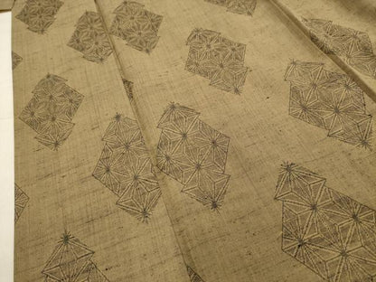 平和屋着物■上質な紬　麻の葉文様　正絹　逸品　AABE6637sx