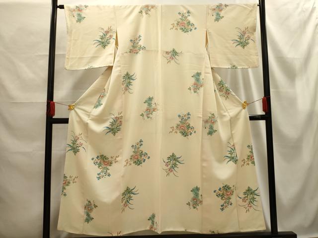 平和屋着物■上質な小紋　草花文　暈し染め　金彩　正絹　逸品　AABE6639sx