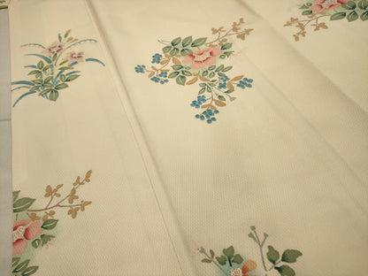 平和屋着物■上質な小紋　草花文　暈し染め　金彩　正絹　逸品　AABE6639sx