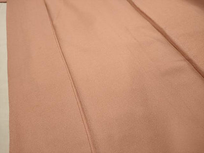 平和屋着物■上質な色無地　むじな菊地紋　珊瑚色　正絹　逸品　AABE6646sx