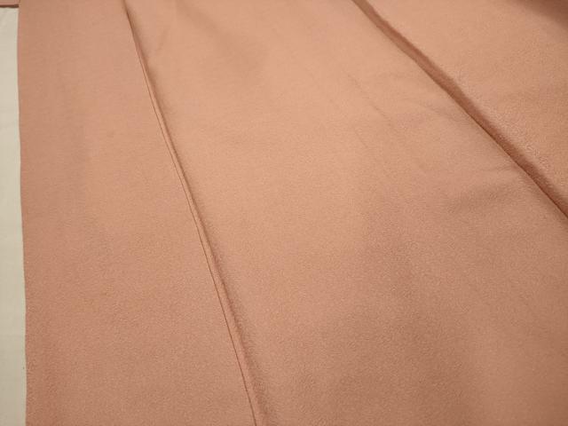 平和屋着物■上質な色無地　むじな菊地紋　珊瑚色　正絹　逸品　AABE6646sx