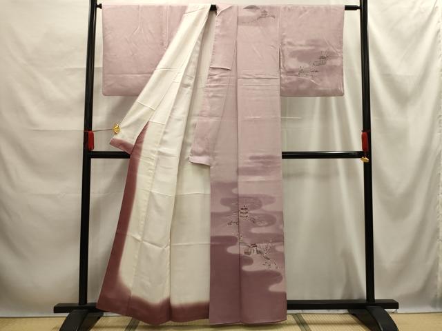平和屋着物■訪問着　刺繍　風景文　暈し染め　正絹　逸品　AABE6647sx