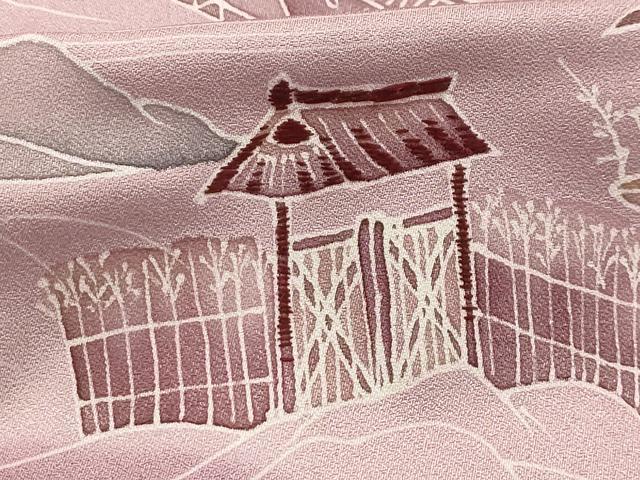 平和屋着物■訪問着　刺繍　風景文　暈し染め　正絹　逸品　AABE6647sx