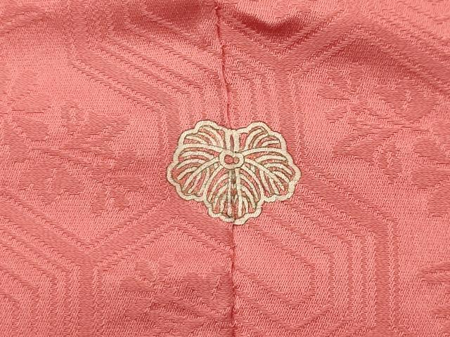 平和屋着物■上質な色無地　毘沙門亀甲花地紋　甚三紅色　正絹　逸品　AABE6649sx