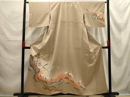 平和屋着物■訪問着　道長飛鶴几帳文　暈し染め　金銀彩　正絹　逸品　AABE6650sx
