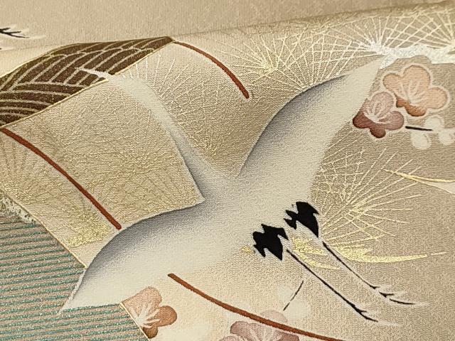平和屋着物■訪問着　道長飛鶴几帳文　暈し染め　金銀彩　正絹　逸品　AABE6650sx