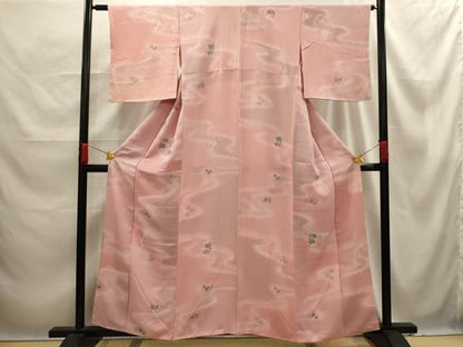 平和屋着物■上質な小紋　流水陶器文　地紋起こし　暈し染め　正絹　逸品　AABE6654sx