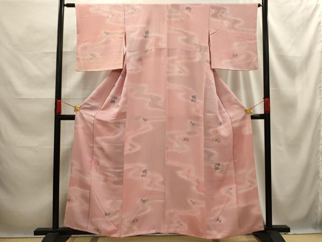 平和屋着物■上質な小紋　流水陶器文　地紋起こし　暈し染め　正絹　逸品　AABE6654sx