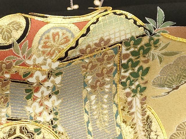 平和屋着物■豪華黒留袖　道長飛鶴御所車花文　金彩　正絹　逸品　AABE6657sx