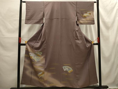 平和屋着物■訪問着　地紙飛鶴浜松文　暈し染め　金彩　正絹　逸品　AABE6671sx