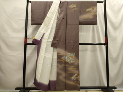 平和屋着物■訪問着　地紙飛鶴浜松文　暈し染め　金彩　正絹　逸品　AABE6671sx