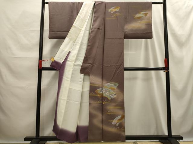 平和屋着物■訪問着　地紙飛鶴浜松文　暈し染め　金彩　正絹　逸品　AABE6671sx
