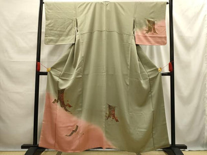 平和屋着物■訪問着　几帳花文　暈し染め　金彩　正絹　逸品　AABE6672sx