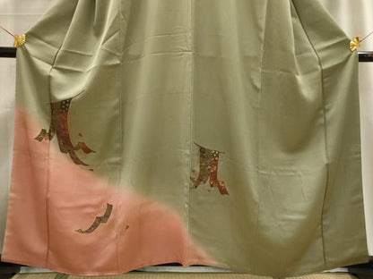 平和屋着物■訪問着　几帳花文　暈し染め　金彩　正絹　逸品　AABE6672sx