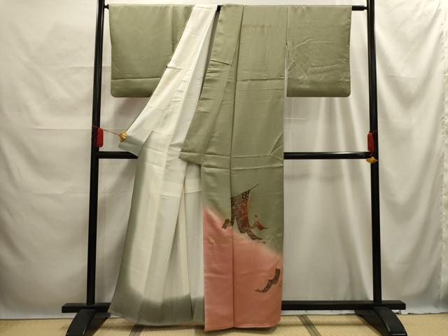 平和屋着物■訪問着　几帳花文　暈し染め　金彩　正絹　逸品　AABE6672sx