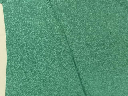 平和屋着物▽上質な色無地 単衣 草花地紋 青竹色 正絹 逸品 AABE6681jh