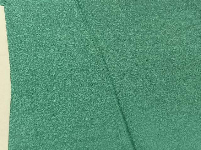 平和屋着物▽上質な色無地 単衣 草花地紋 青竹色 正絹 逸品 AABE6681jh