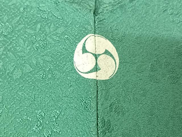 平和屋着物▽上質な色無地 単衣 草花地紋 青竹色 正絹 逸品 AABE6681jh