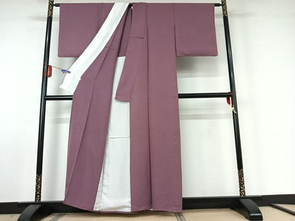 平和屋着物▽上質な色無地 単衣 京紫色 正絹 逸品 AABE6682jh