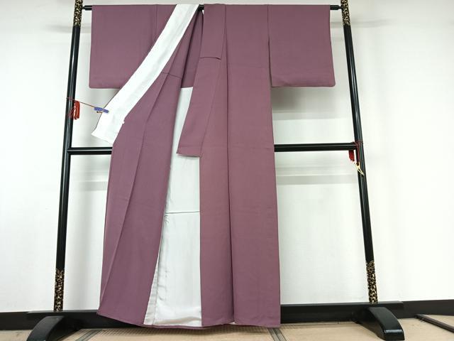 平和屋着物▽上質な色無地 単衣 京紫色 正絹 逸品 AABE6682jh
