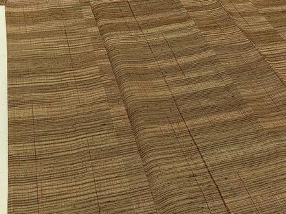 平和屋着物▽上質な紬 単衣 縞 正絹 逸品 AABE6684jh