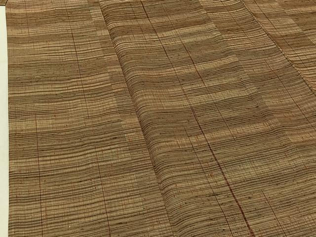 平和屋着物▽上質な紬 単衣 縞 正絹 逸品 AABE6684jh