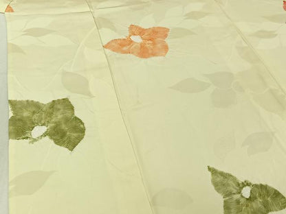 平和屋着物▽上質な小紋 単衣 絞り 草花文 暈し染め 正絹 逸品 AABE6685jh