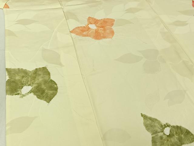平和屋着物▽上質な小紋 単衣 絞り 草花文 暈し染め 正絹 逸品 AABE6685jh