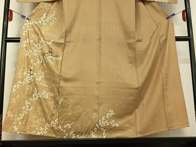 平和屋着物▽訪問着 単衣 刺繍 草花文 金彩 金糸 正絹 逸品 AABE6689jh