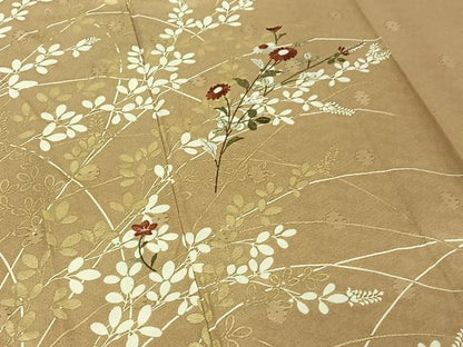 平和屋着物▽訪問着 単衣 刺繍 草花文 金彩 金糸 正絹 逸品 AABE6689jh