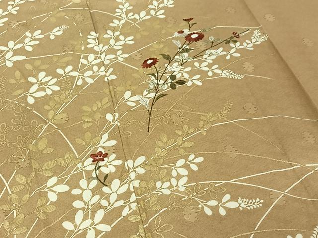 平和屋着物▽訪問着 単衣 刺繍 草花文 金彩 金糸 正絹 逸品 AABE6689jh