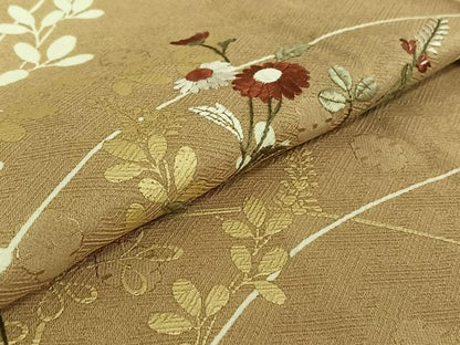 平和屋着物▽訪問着 単衣 刺繍 草花文 金彩 金糸 正絹 逸品 AABE6689jh
